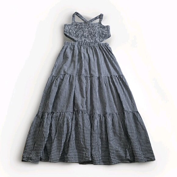 American Eagle Dress Womens XL Black White Gingham Tiered Smocked Cutout Cottage - Picture 7 of 14